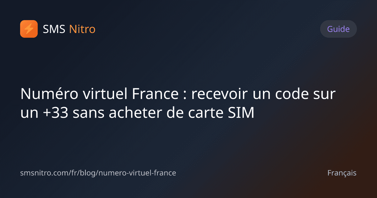 Numéro virtuel France : recevoir un code sur un +33 sans acheter de carte SIM