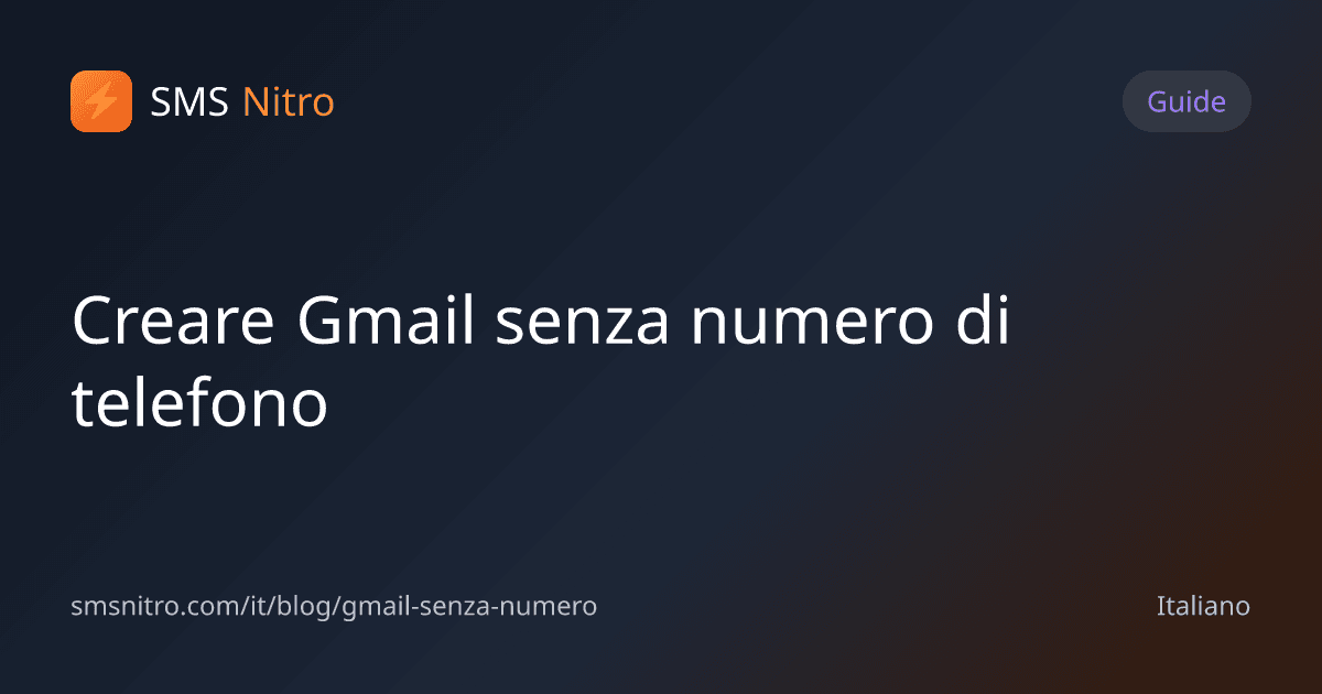 Creare Gmail senza numero di telefono