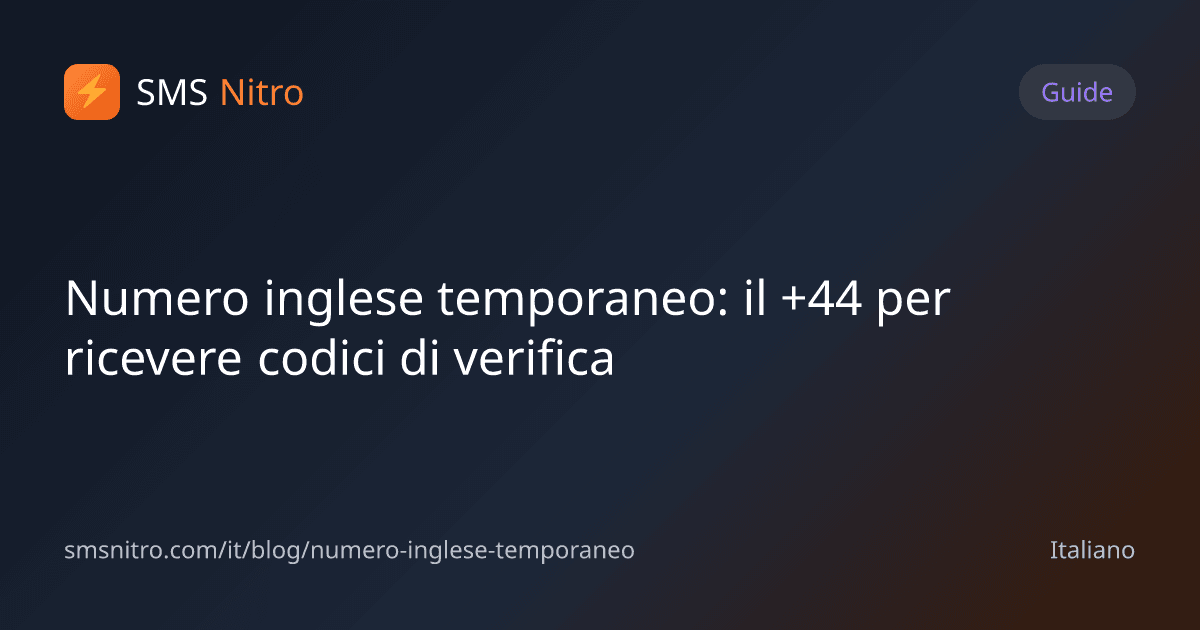 Numero inglese temporaneo: il +44 per ricevere codici di verifica