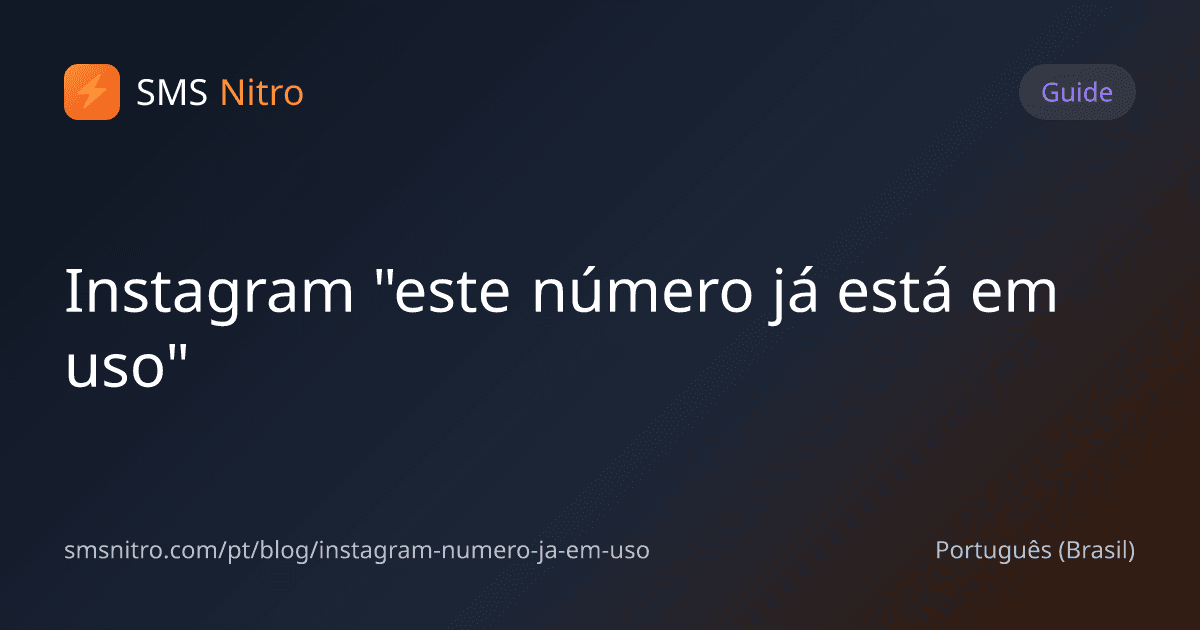 Instagram "este número já está em uso"